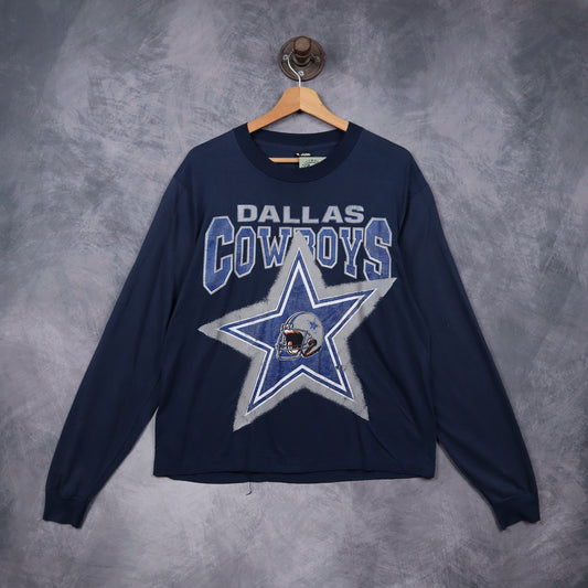 90s Navy Blue Dallas Cowboys Long Sleeve Shirt 6658