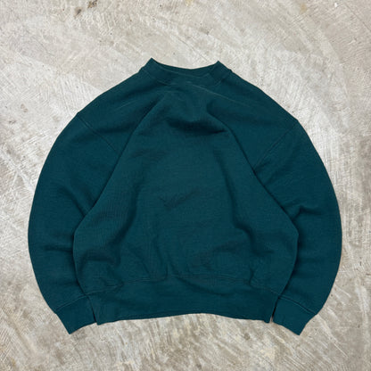 90s Dark Green Pro Spirit Blank Essential Crewneck Sweatshirt Boxy L BF80