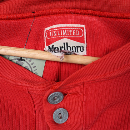 90s Red Marlboro Unlimited Ribbed Henley Long Sleeve 5608
