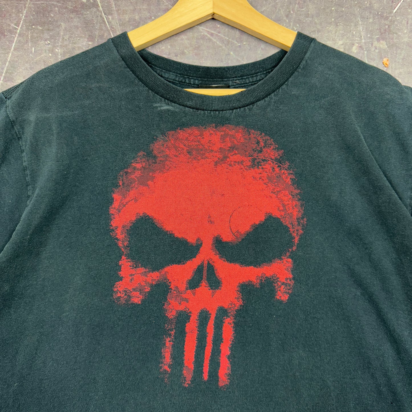 Early 00s Black Marvel The Punisher Graphic Shirt L 1160