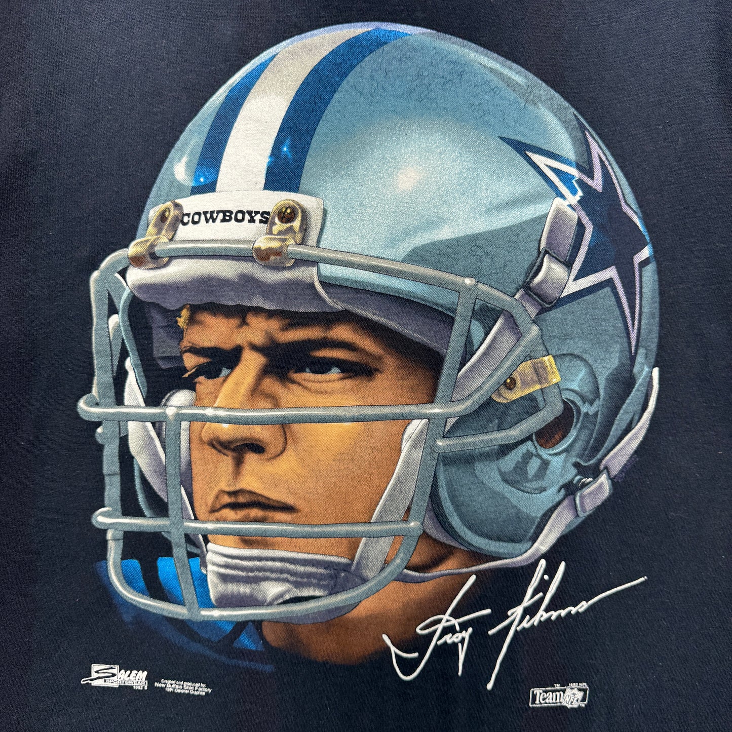 1991 Black Dallas Cowboys Troy Aikman Shirt 4189