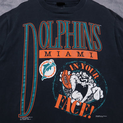 1991 Black Miami Dolphins Taz In Your Face Shirt 6751