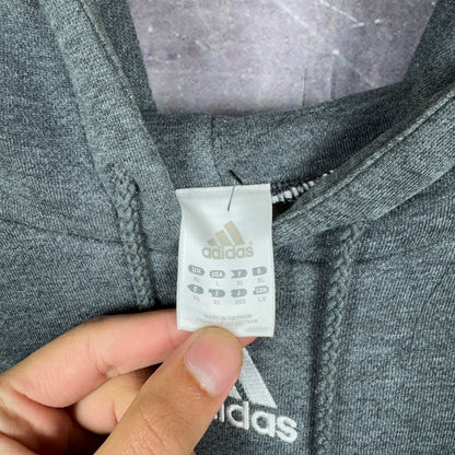 90s Dark Gray Adidas Essential Center Logo Hoodie XL 1278