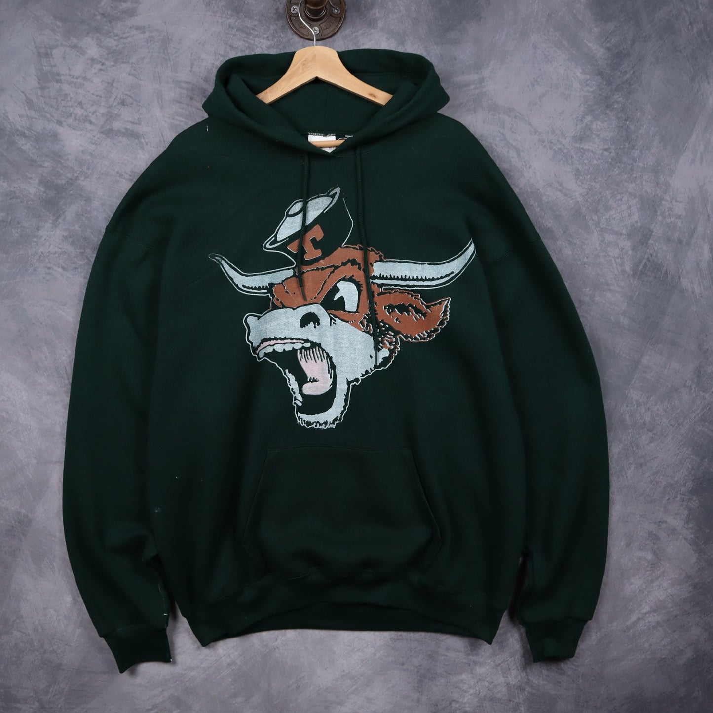 90s Green Keep It Classic Longhorn Graphic Hoodie 5675