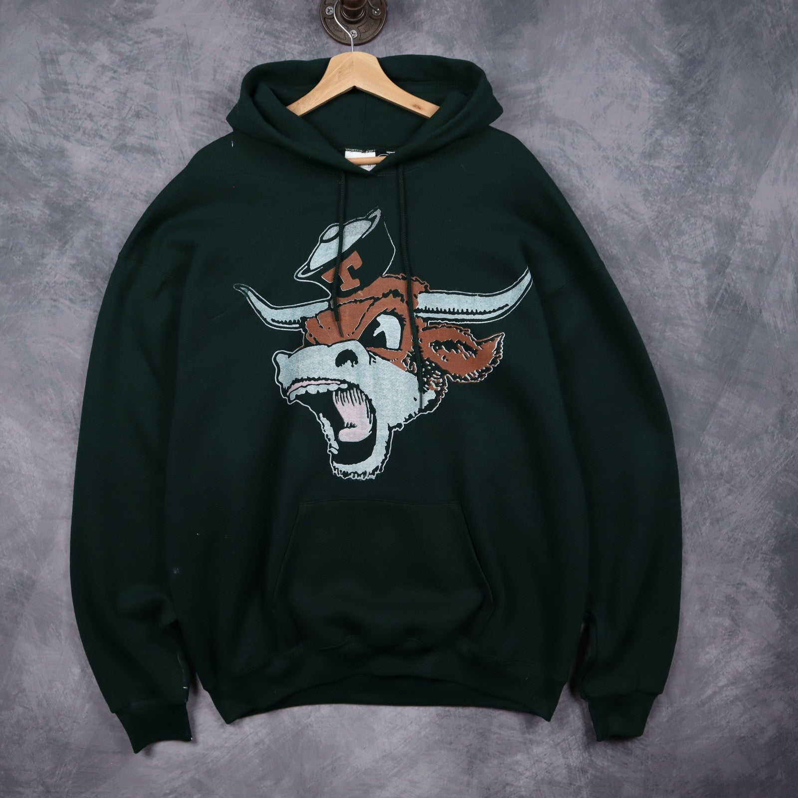 90s Green Keep It Classic Longhorn Graphic Hoodie 5675