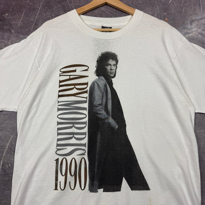 1990 White Gary Morris Graphic Shirt L 0861