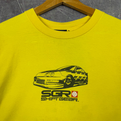 Early 00s Yellow Team SGR Shift Gear Drifting Racing Graphic Shirt M 1020