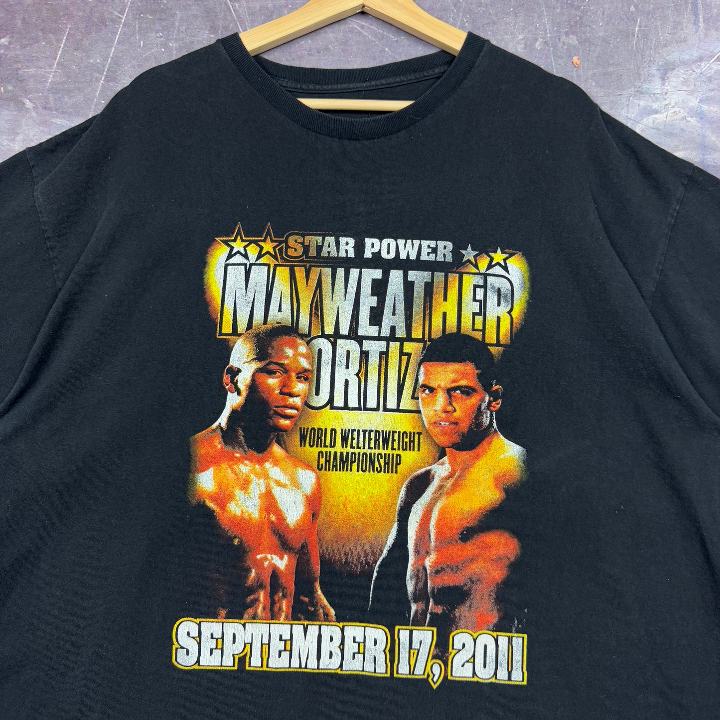 2011 Black Mayweather Ortiz World Welterweight Championship Boxing Graphic Shirt XXL 1120