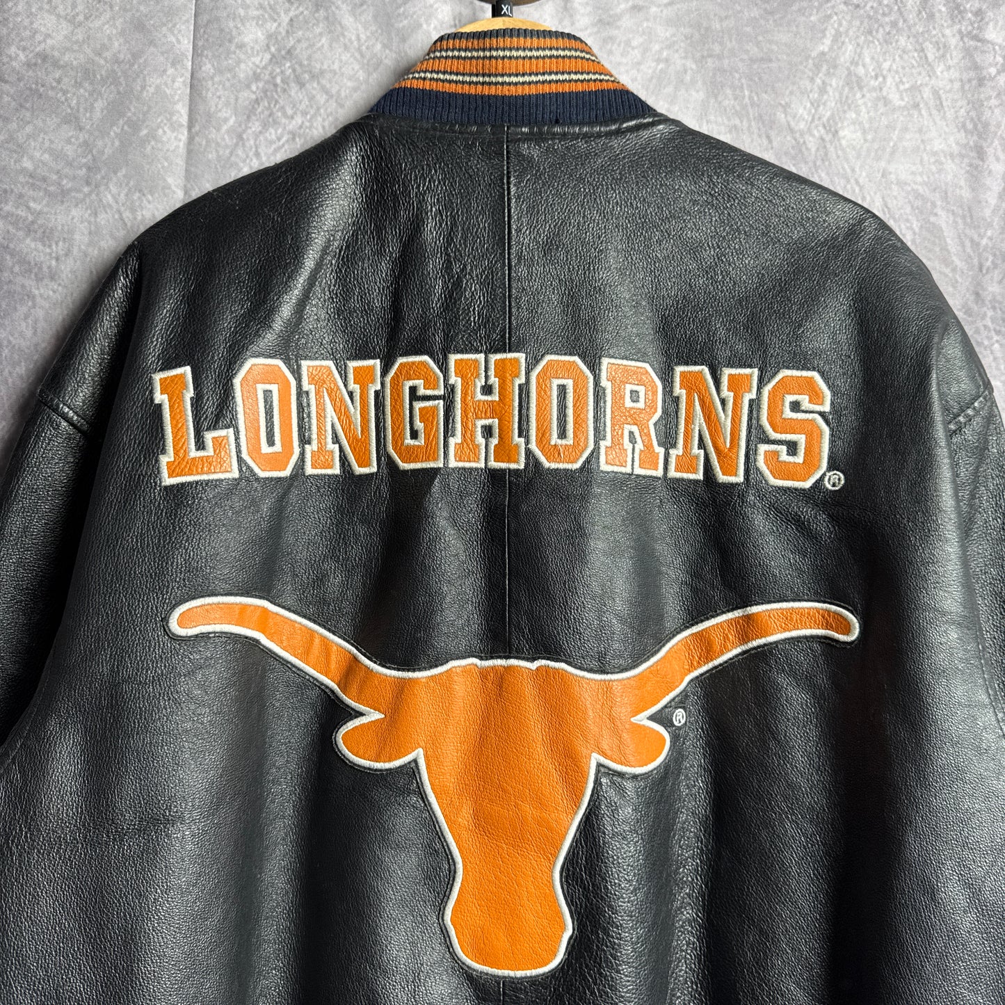 90s Black Texas Longhorns Leather Jacket 4472