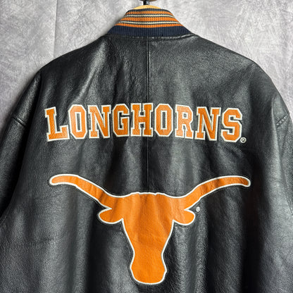 90s Black Texas Longhorns Leather Jacket 4472