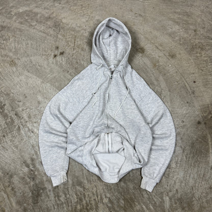 90s Light Gray Lee Blank Essential Zip Up Hoodie MT AU52