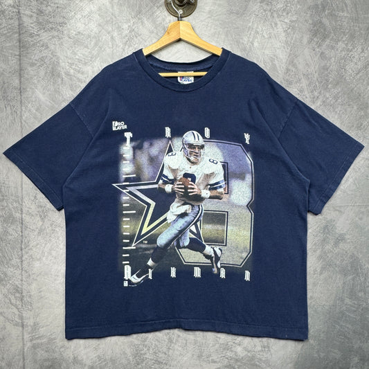 90s Blue Troy Aikman Dallas Cowboys Shirt 4263