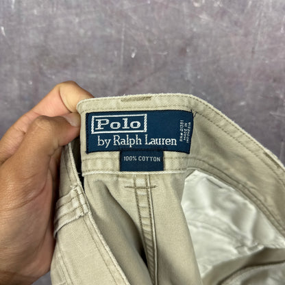90s Tan Brown Polo Ralph Lauren Baggy Cargo Shorts 37x9.5 AZ06