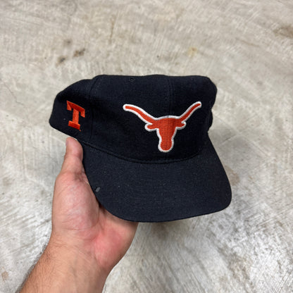 90s Black University of Texas Longhorns American Needle Blockhead Snapback Hat