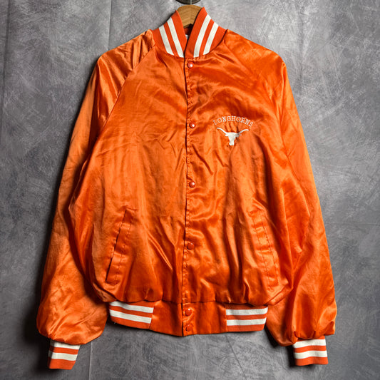 80s Orange Texas Longhorns Satin Bomber Jacket 4471