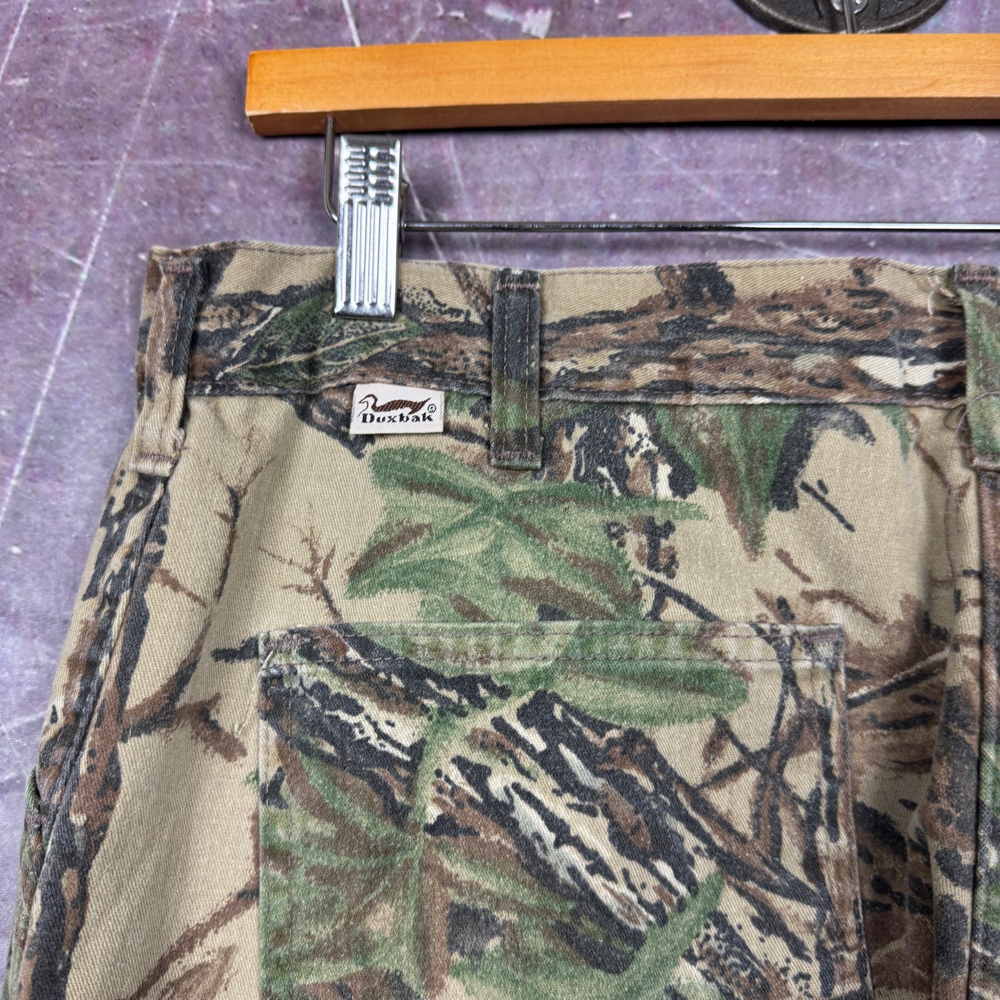 90s RealTree Camo Duxbak Thermal Lined Work Pants 35x30.5 2204