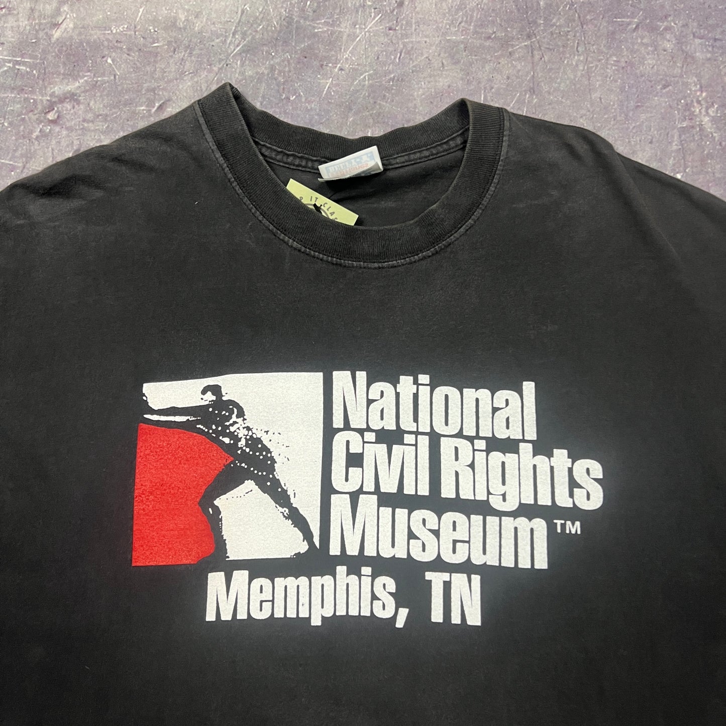 90s Faded Black Memphis Tn National Civil Rights Museum Graphic Shirt L AK29