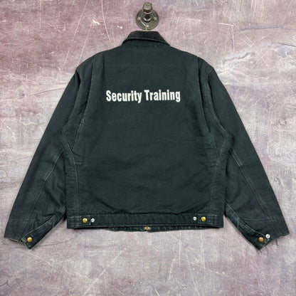 90s Black Carhartt Security Embroidered Detroit Work Jacket M 2378
