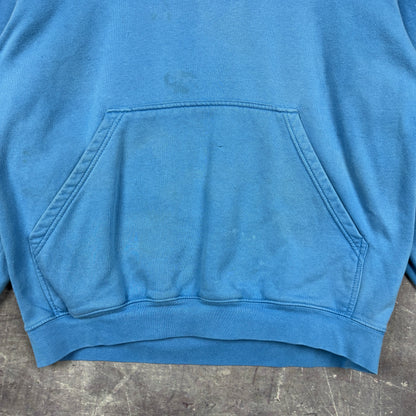 Early 00s Sky Blue Nike Essential Mini Swoosh Logo Hoodie L 1213