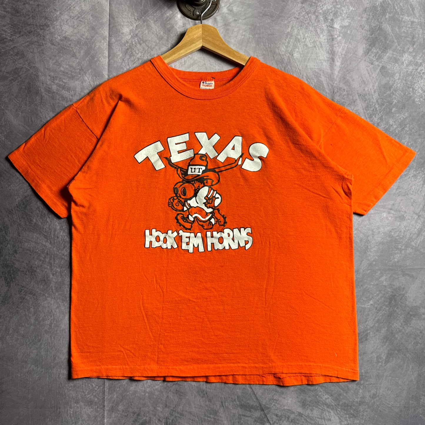 80s Orange Texas Longhorns Champion Hook Em Horns Shirt 4569