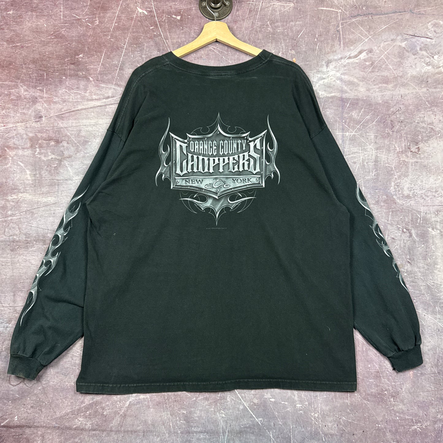 00s Black Orange County Choppers Flame Sleeve Shirt 3045