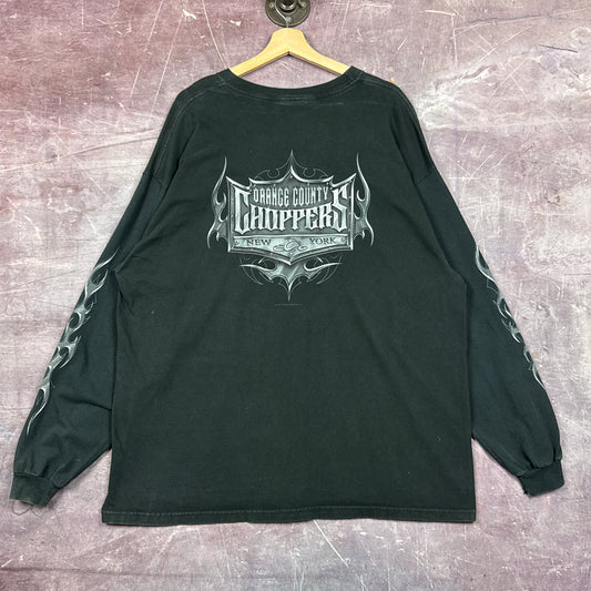 00s Black Orange County Choppers Flame Sleeve Shirt 3045