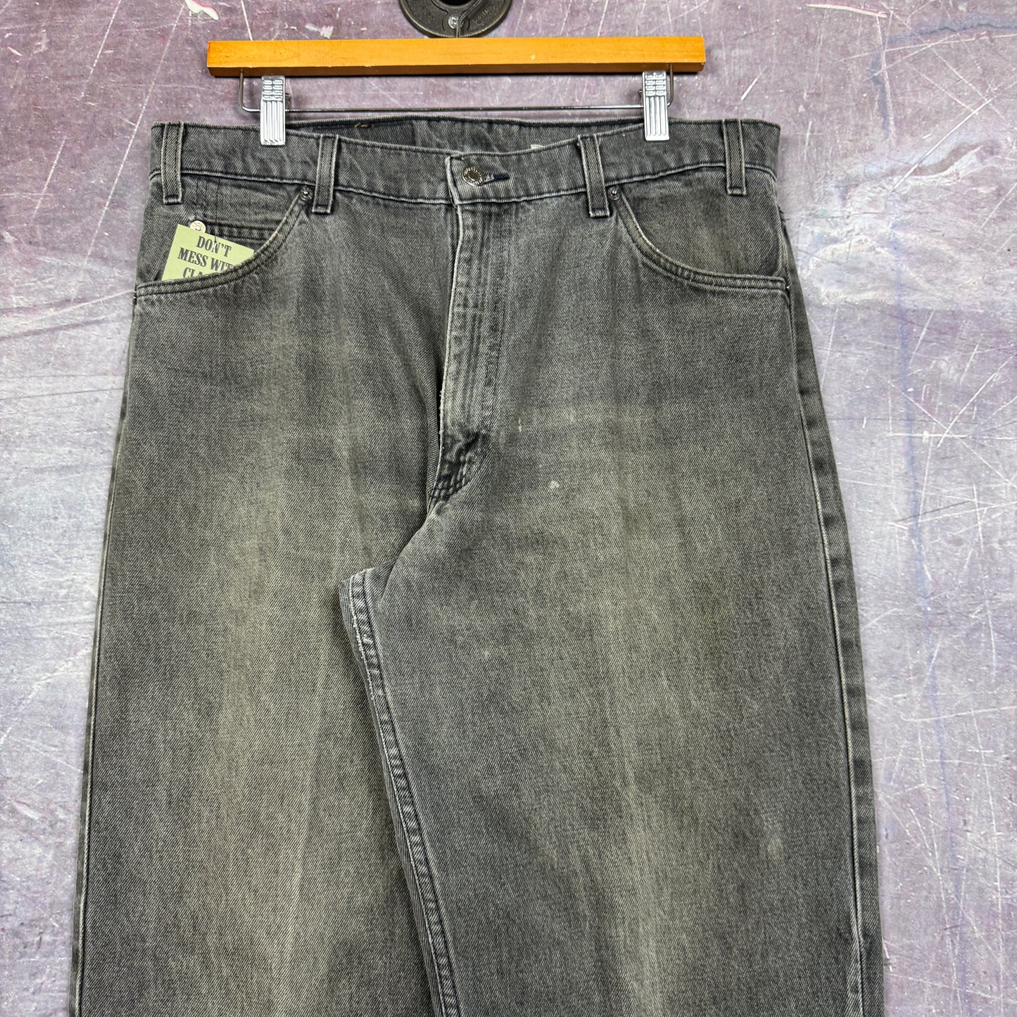 90s Faded Black Levi's 550 Orange Tab Denim Jeans 35x32 2231