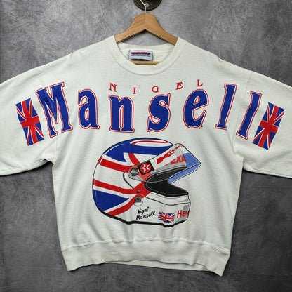 90s White Nigel Mansell Crewneck Sweatshirt 4006