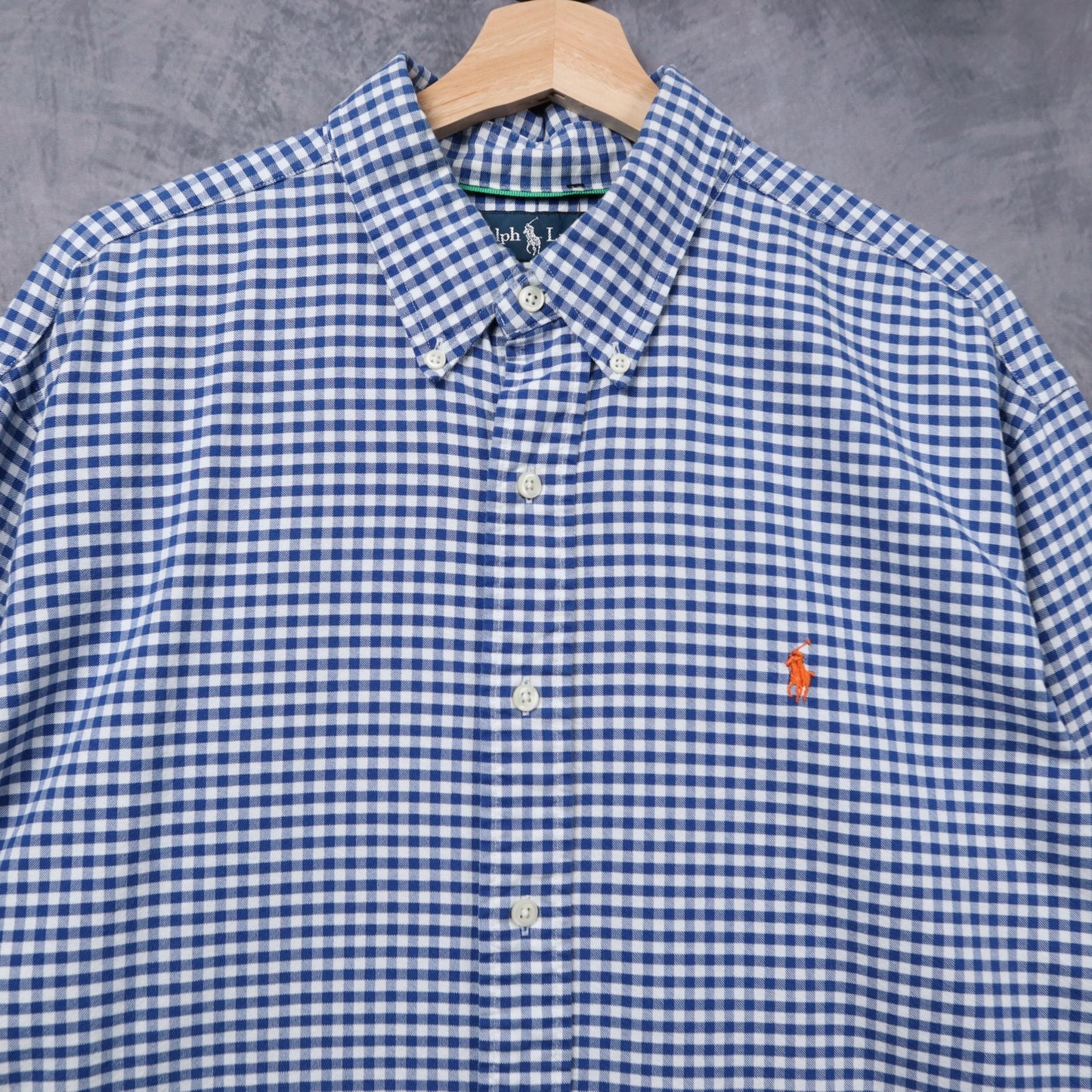 Early 2000s Blue Ralph Lauren Gingham Long Sleeve Button Up Shirt 5427