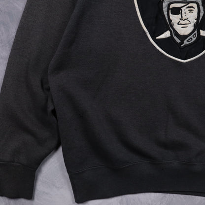90s Faded Black Raiders Crewneck Sweatshirt 6536