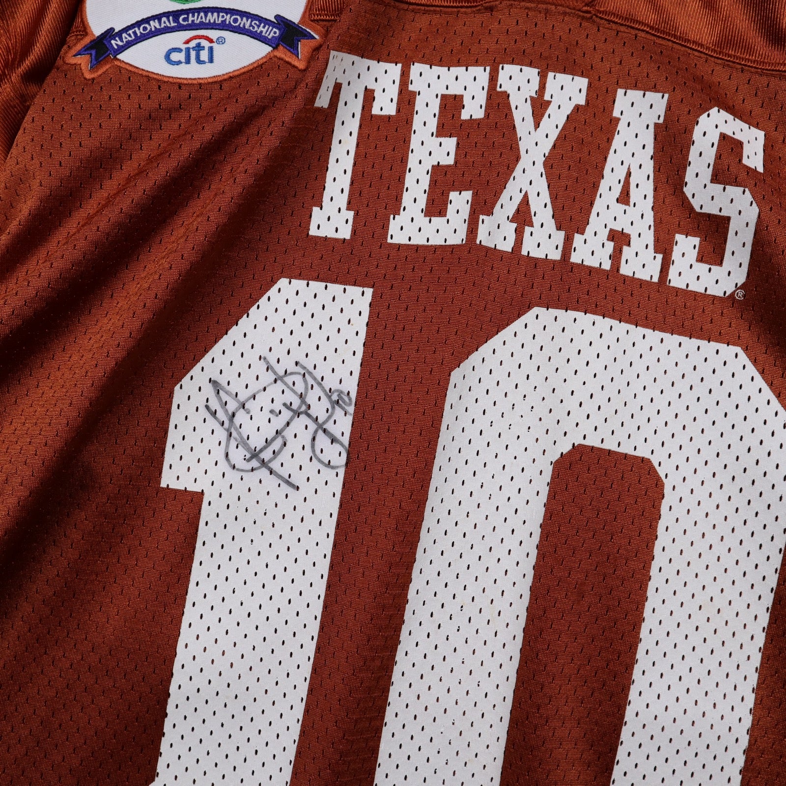 00s Orange Texas Longhorns #10 Rose Bowl National Championship Signed Nike Jersey 5887