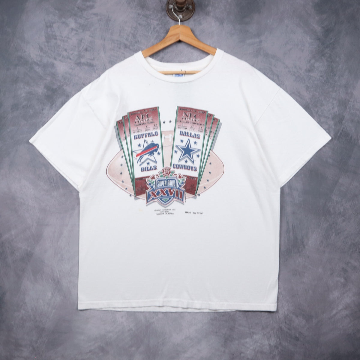 1993 White Super Bowl XXVII Bills vs Cowboys Shirt 6696