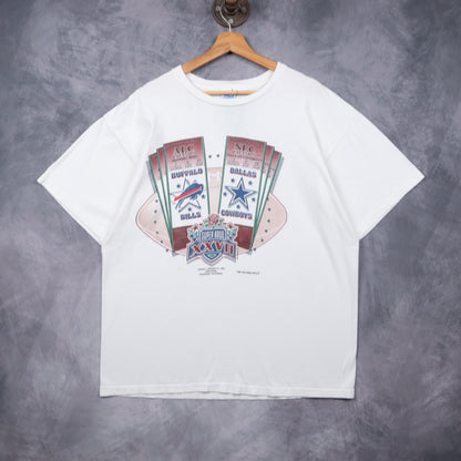 1993 White Super Bowl XXVII Bills vs Cowboys Shirt 6696