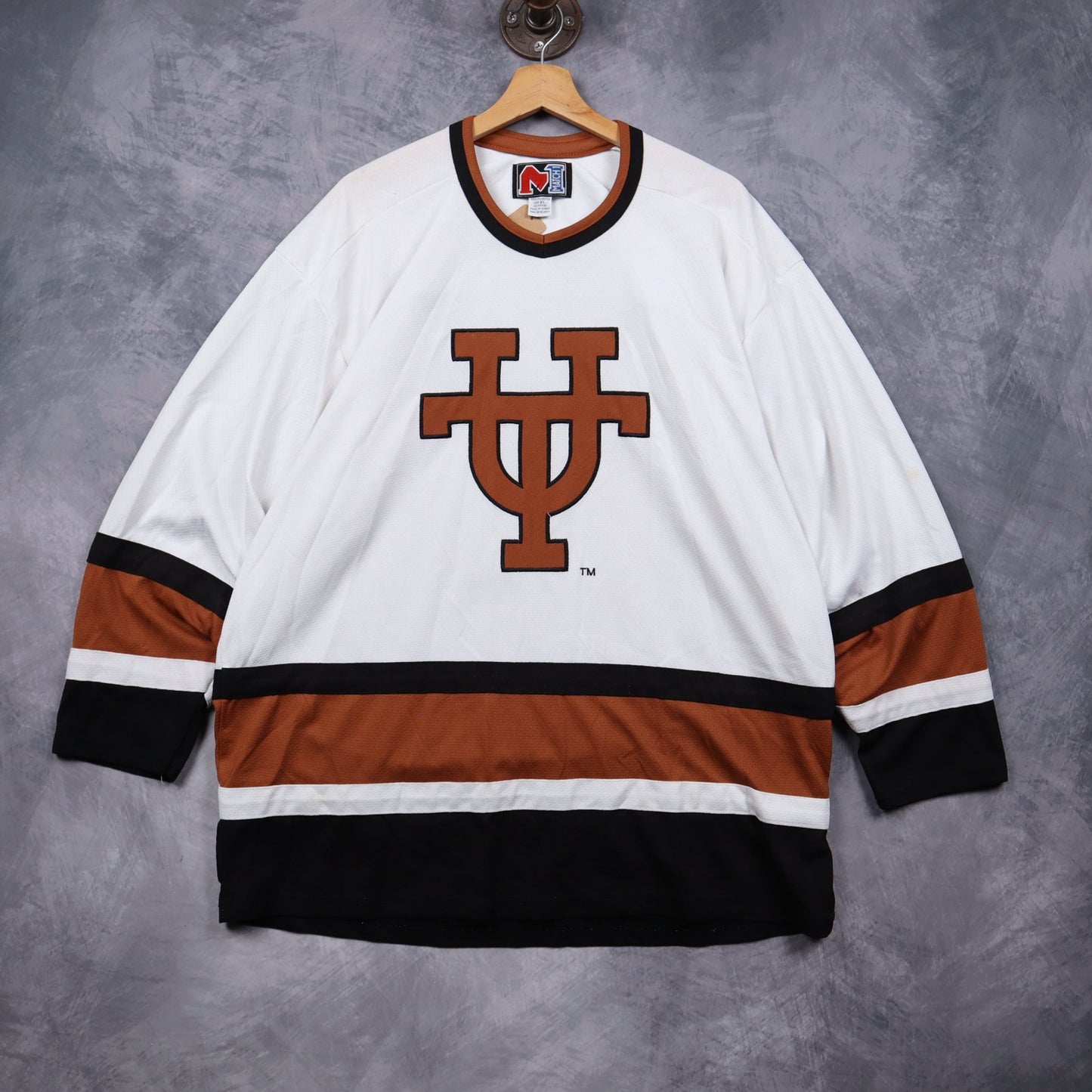 90s White University of Texas Hockey Jersey 5818
