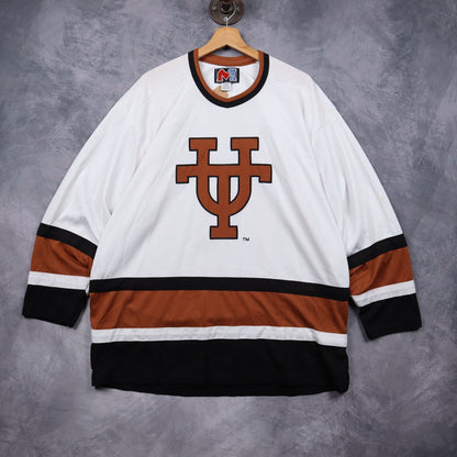 90s White University of Texas Hockey Jersey 5818