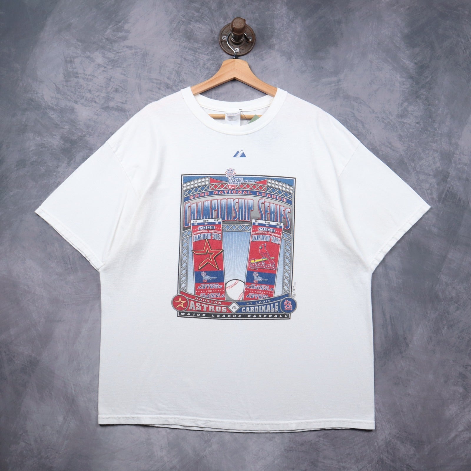 2005 White Astros vs Cardinals NLCS Championship Series Shirt 5517
