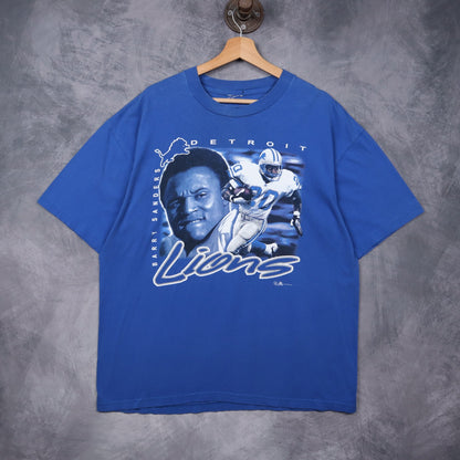 90s Blue Detroit Lions Barry Sanders Shirt 6583