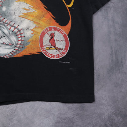 1994 Black St. Louis Cardinals Flaming Baseball Shirt 5587