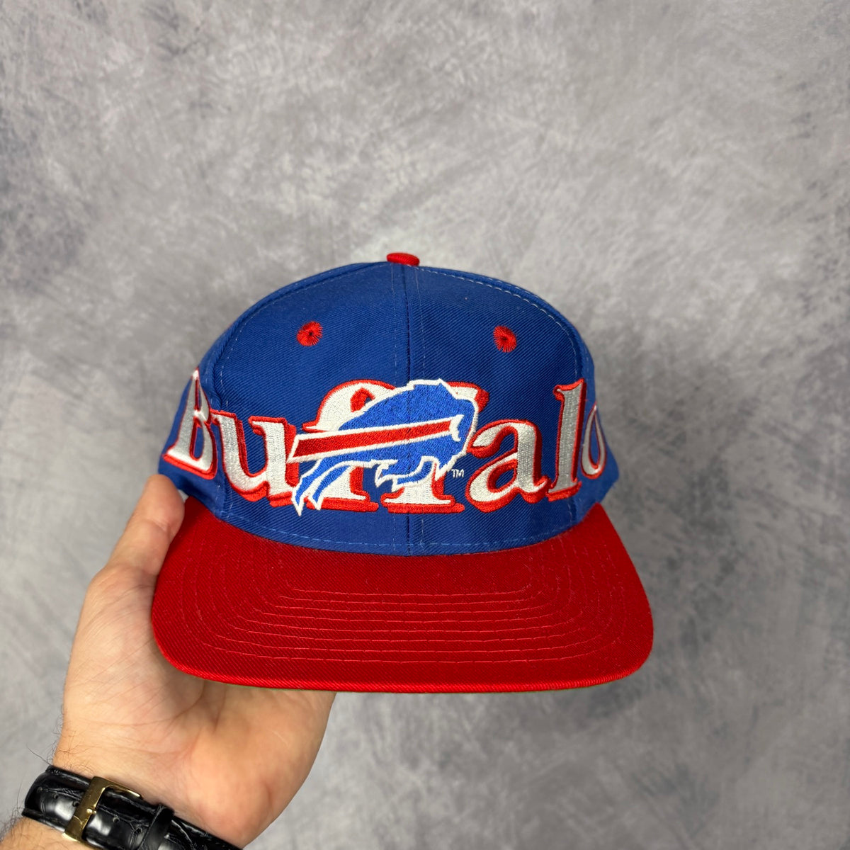 90s Blue Buffalo Bills Logo 7 Snapback Hat 6817