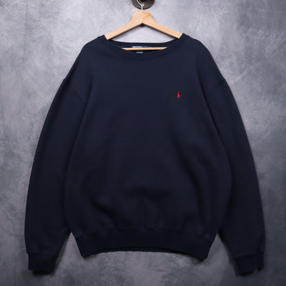 90s Navy BLue Polo Ralph Lauren Essential Crewneck Sweatshirt 4713