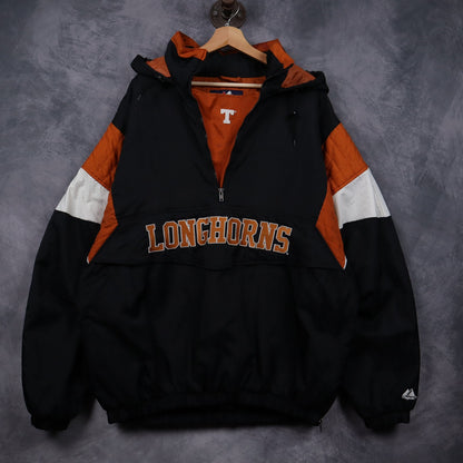 00s Black Texas Longhorns Hooded Puffer Jacket 5927