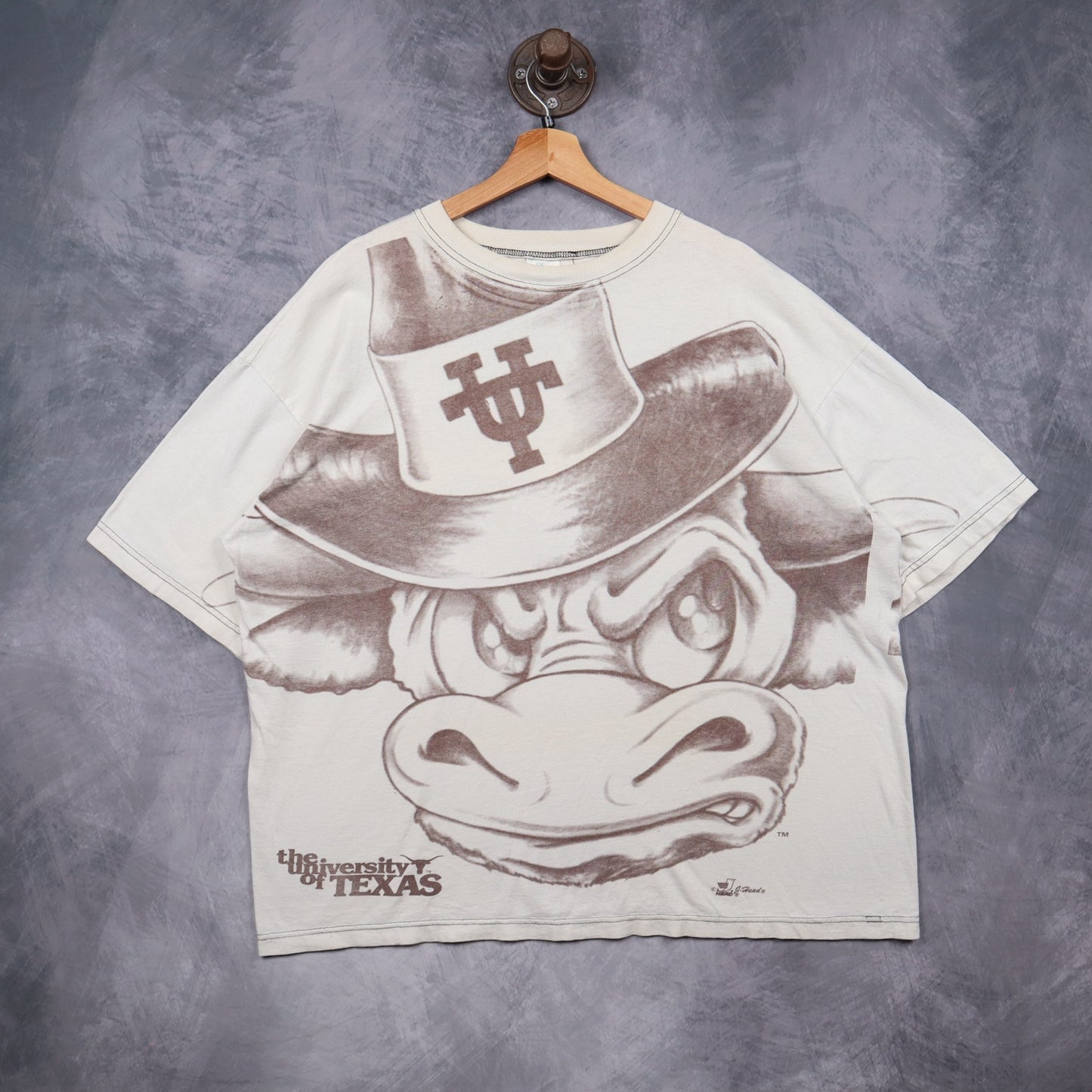 90s White University Of Texas Longhorns Big Print Shirt 5731