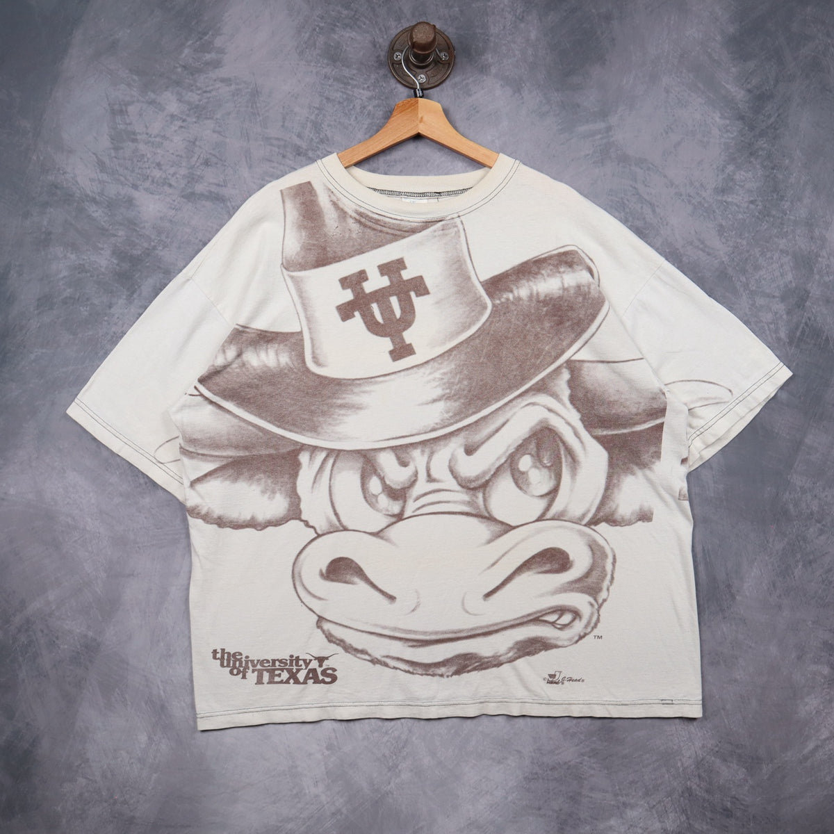 90s White University Of Texas Longhorns Big Print Shirt 5731