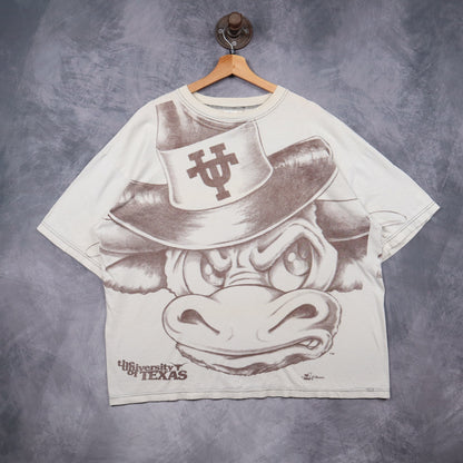90s White University Of Texas Longhorns Big Print Shirt 5731