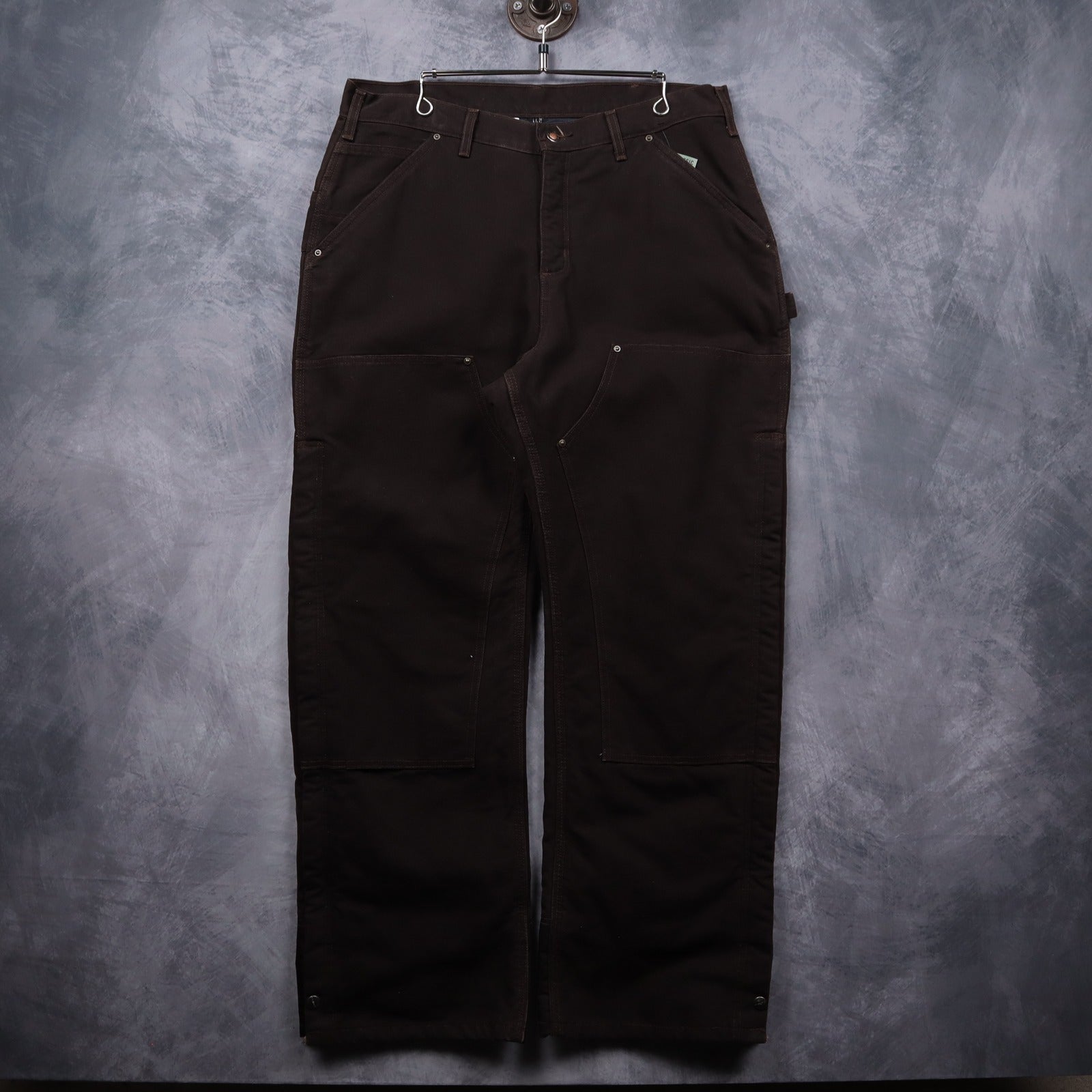 00s Dark Brown Carhartt Quilt Lined Double Knee Carpenter Work Pants 5002
