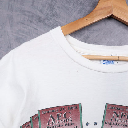 1993 White Super Bowl XXVII Bills vs Cowboys Shirt 6696