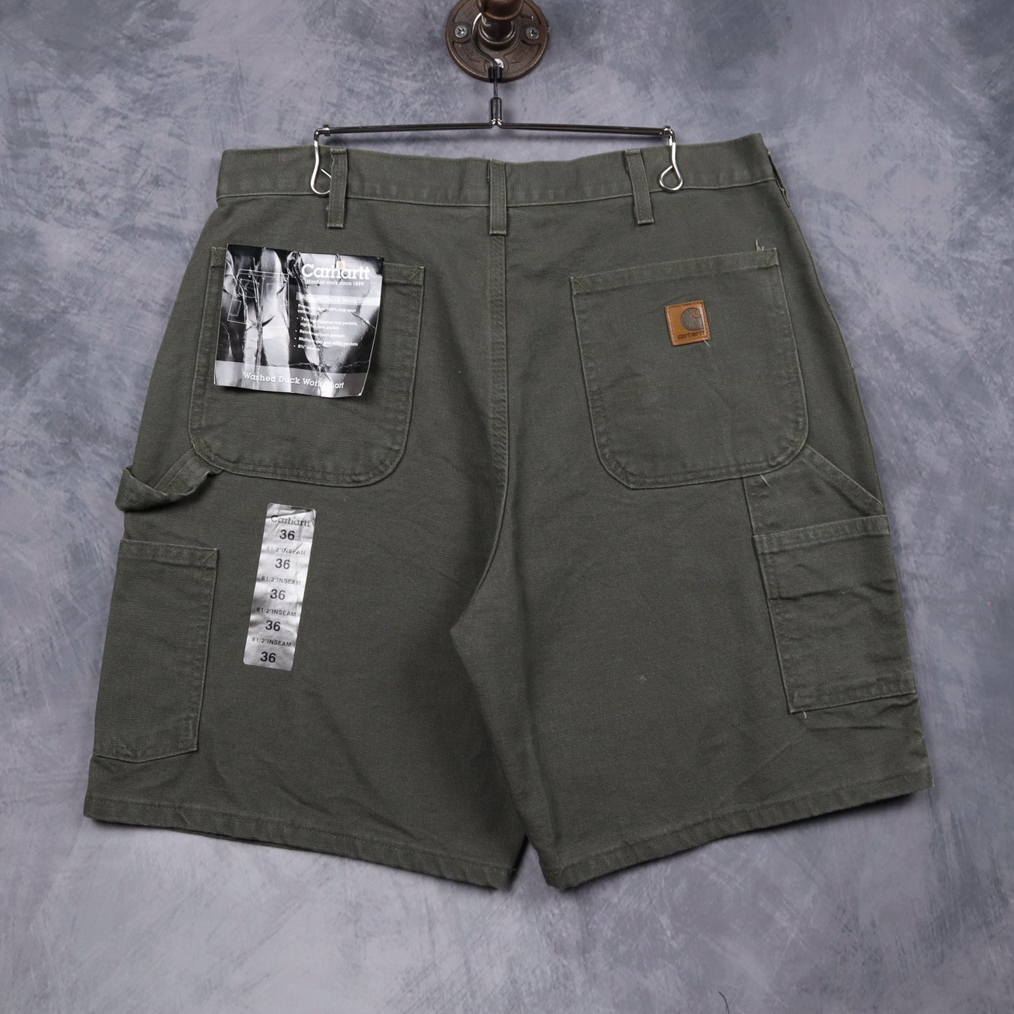 00s Olive Green Carhartt Deadstock Carpenter Work Shorts 5182