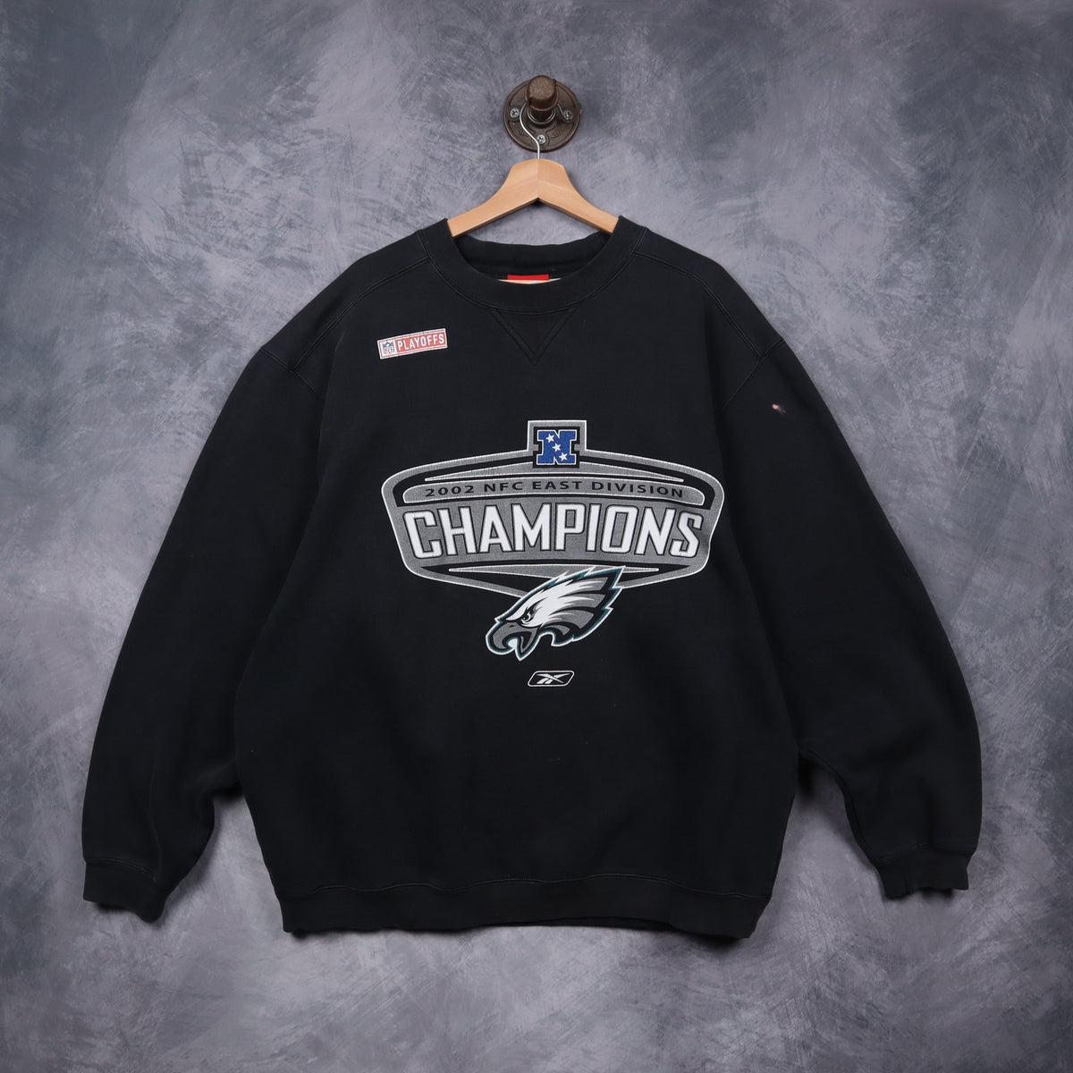 2002 Black Philadelphia Eagles NFC East Division Champions Crewneck Sweatshirt 6782