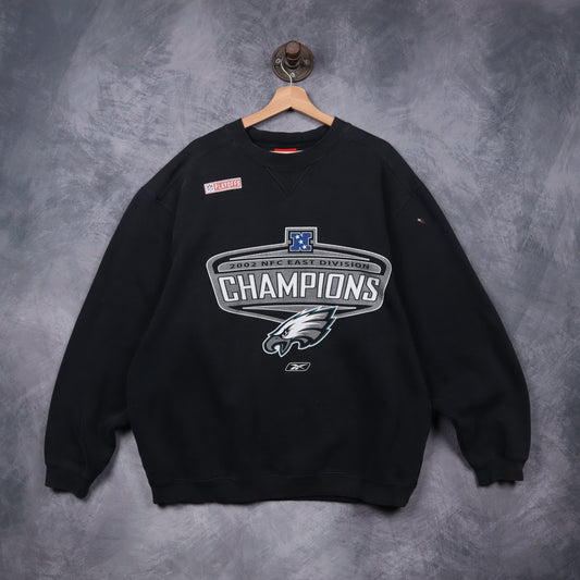 2002 Black Philadelphia Eagles NFC East Division Champions Crewneck Sweatshirt 6782