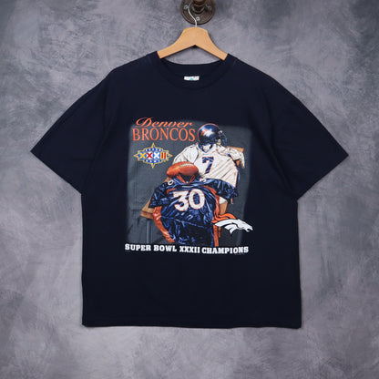 1998 Navy Blue Denver Broncos Super Bowl XXXII Champions Shirt 6598